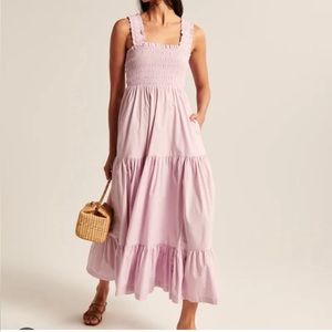 Abercrombie Smocked Bodice Easy Maxi Dress, Lavender size medium petite
